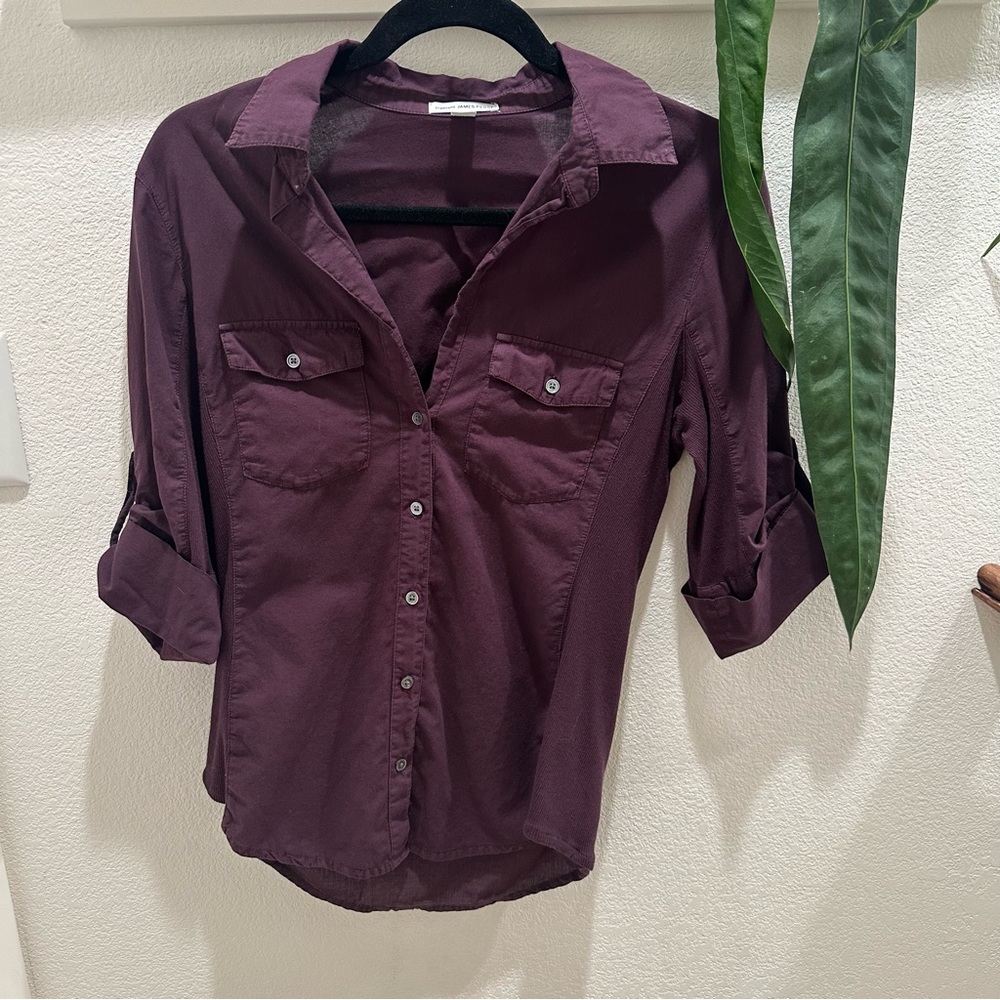 James Perse maroon button up size 3